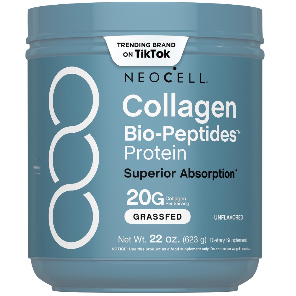 NeoCell Collagen Peptides Powder | 22oz | Super Hair, Skin, and Nails | Superior Absorption | Grassfed Protein Supplement | Advanced with 18 Essential Amino Acids