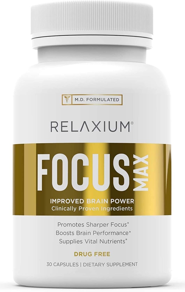 Relaxium Focus Max, Brain & Focus Health Supplement, Bewezen Concentratie, Focus, Geheugen, & Nootropics Booster, M.D. Geformuleerd met Huperzine, Bacopa, & Meer, 1-maand supply (30 capsules)
