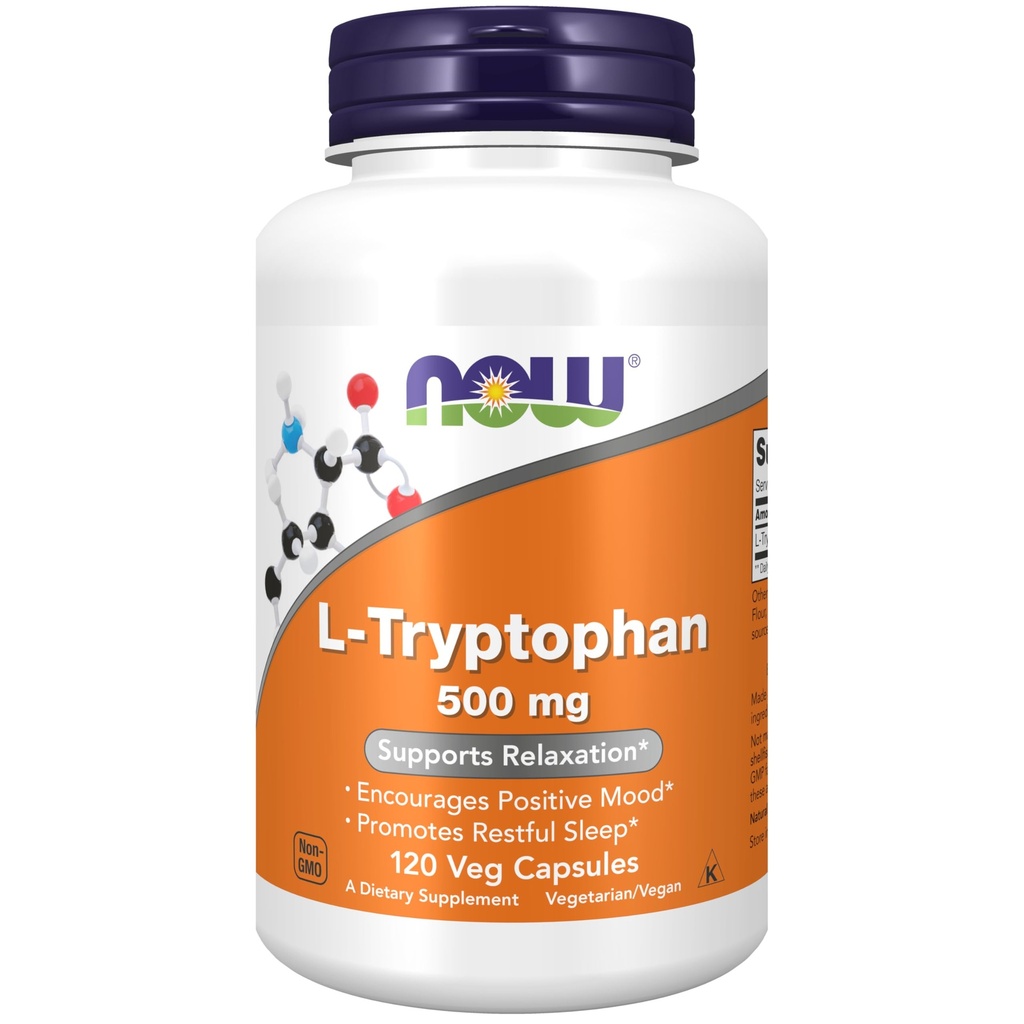 NOW Foods L-Tryptophan 500mg,120 Vcaps, 120 grams