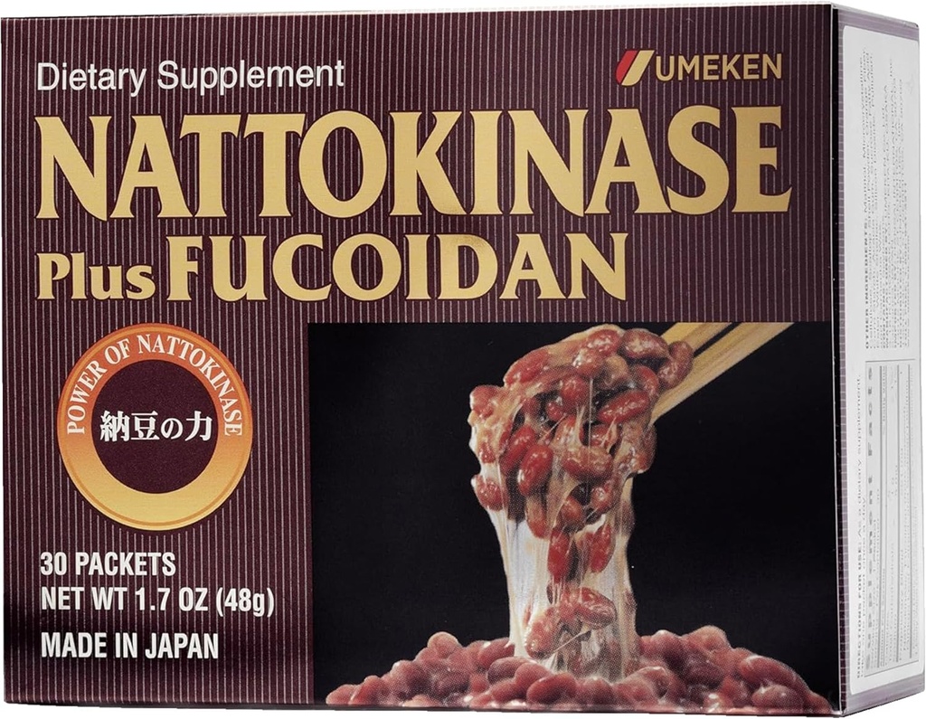 Nattokinase Plus Fucoidan voor Circulatoire Support, 2500FU Natto, Bloedcirculatie Supplementen, Odor Free & Easy to Take Nattokinase Supplement, Okinawan Fucoidan, 1 maand Levering, 30 Tellen, Verpakking van 1