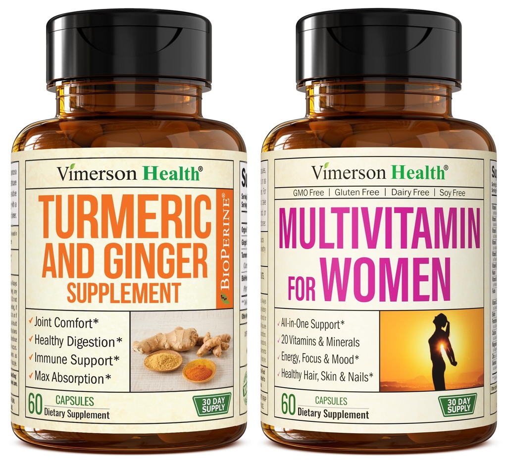 Kurkuma supplement en gemberwortel gezamenlijke ondersteuning supplement en volledige multivitamine voor vrouwen