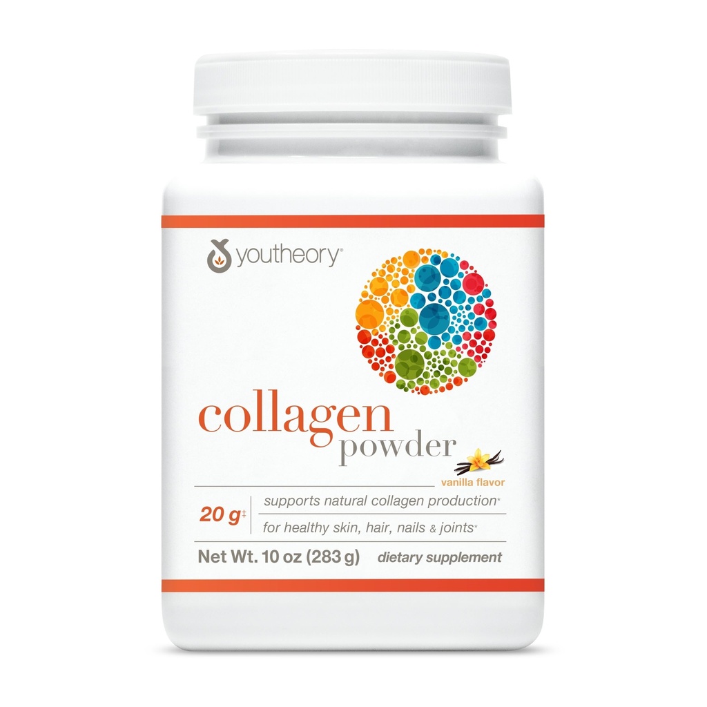 Youtheory Collagen Powder - Hydrolyzed Collagen Peptides with Vitamin C - Supports Healthy Bones, Joints & Immune System* - Vanilla - 10 oz (12 Servings)