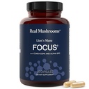 Real Mushrooms Lion’s Mane Focus Capsules (90 Count) – Organic Lions Mane Fruiting Body Extracts with 200mg Alpha GPC Choline for Mental Clarity & Daily Cognitive Function
