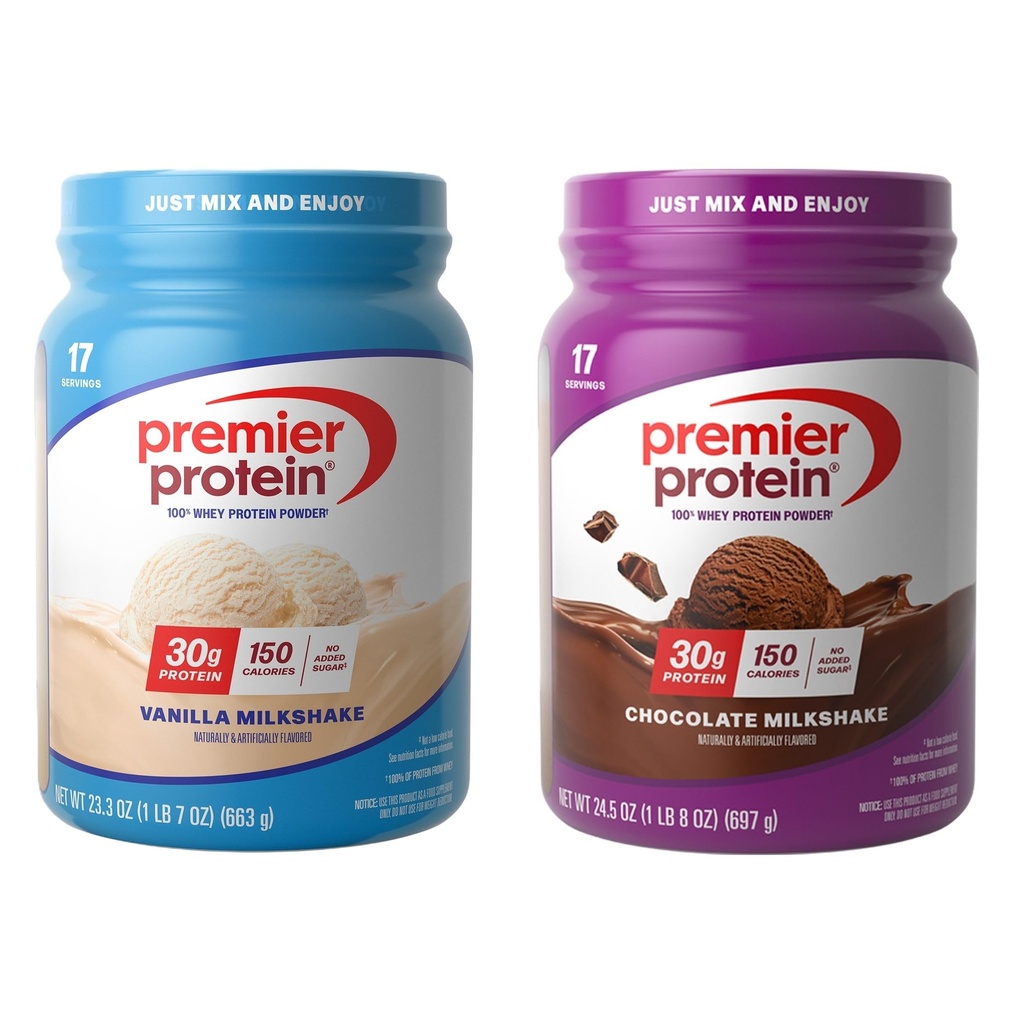 Bundel van Premier Proteïne 100% Wei Powder Tubs, Chocolade Milkshake + Vanille Milkshake
