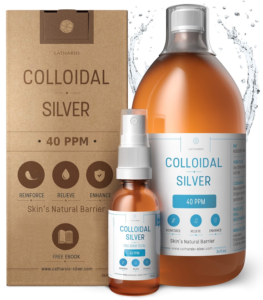 Premium Colloïdaal zilver ● Optimale concentratieformule, kleinere deeltjes, betere resultaten ● Gecertificeerd laboratorium ● Liquid Silver Made in EU ● Gratis spuitfles te vullen & Ebook (34 fl oz)