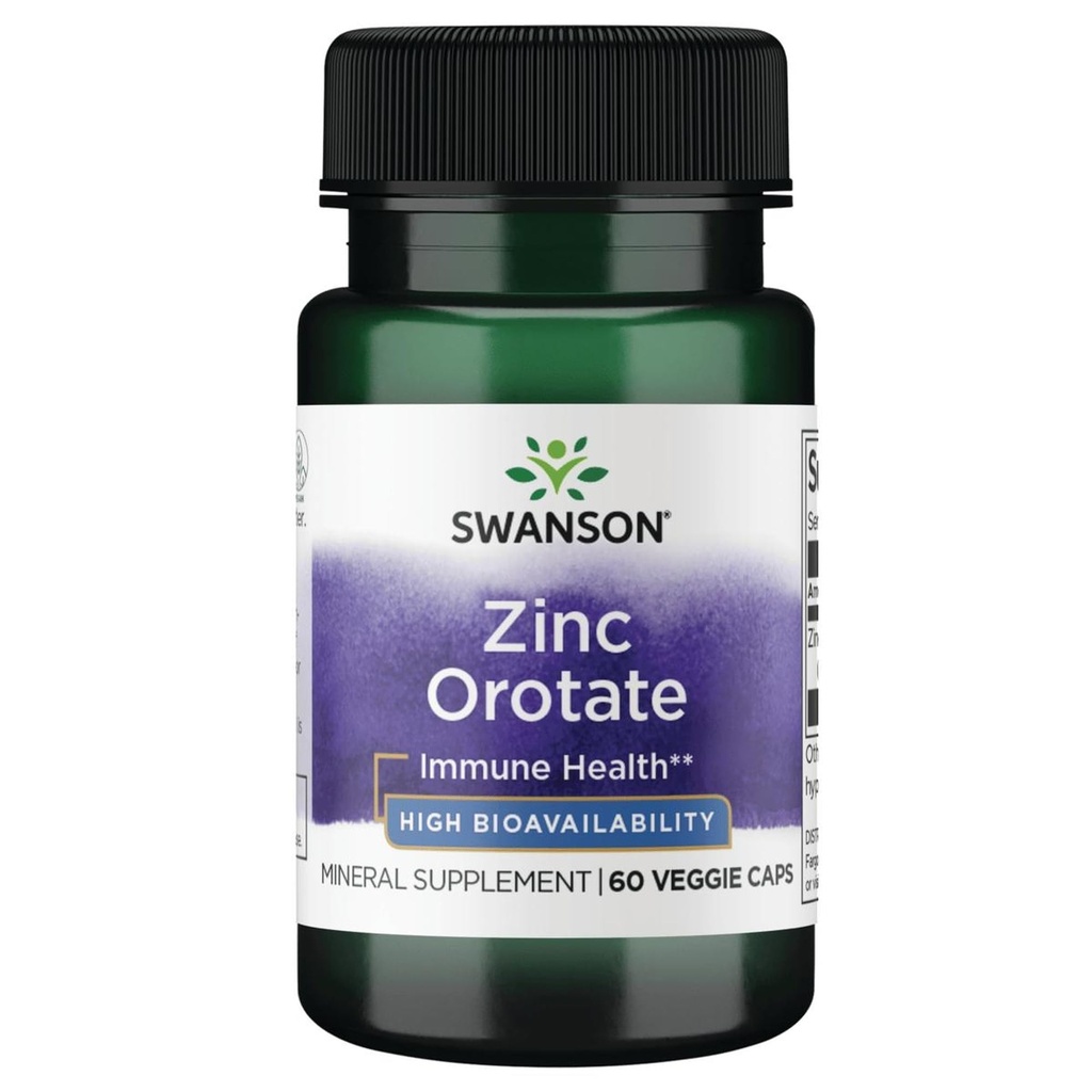 Swanson Zink Orotaat 10 Milligrammen Elementale Zink 60 Veg Capsules