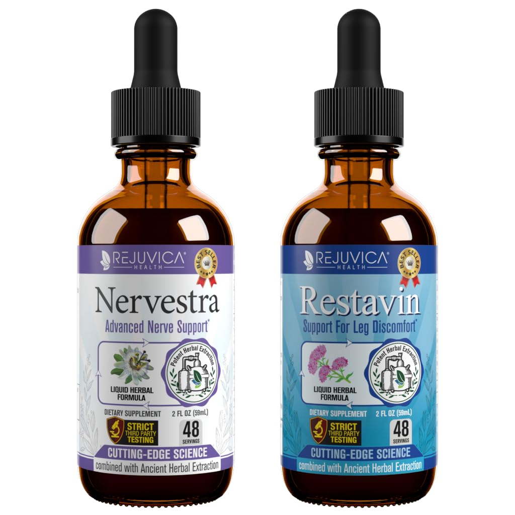 Rejuvica Health Nervestra + Restavin Bundle - Advanced Nerve & Leg Support Supplement - Liquid Delivery for Better Absorption