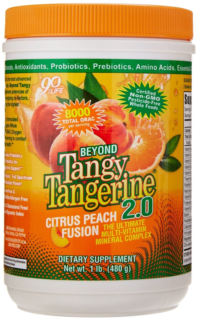 Youngevity Beyond Tangy Tangerine 2.0 Citrus Peach Fusion Multi-Vitamine & Mineral Complex - Made with Natural & Whole Foods 