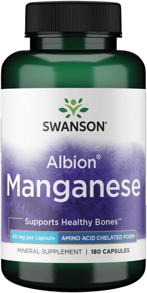 Swanson Albion Gecheld Mangaan Glycinate 40 Milligrammen 180 Capsules