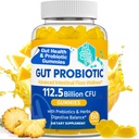 Gut Health & Probiotic Gummies, 112.5 Billion CFU, Sugar Free - 8 Strains + Prebiotics + Herbs - for Digestive, Immune, Diarrhea & Bloating - Gut Health for Women & Men, 60 Counts Probiotics Gummies
