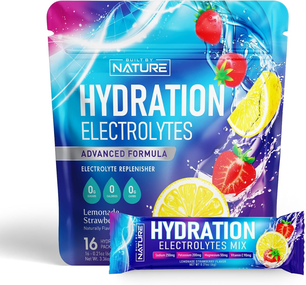 Elektrolyten Poeder Hydratatie Pakketten Herstellen Drink Mix met Natrium, Kalium, Magnesium, Calcium, Vitamine C & Zink 