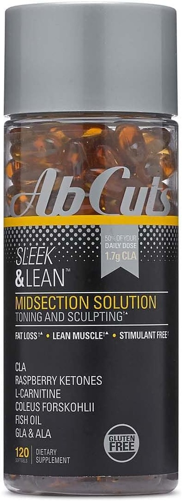 Sleek en Lean - 120 Easy-to- Swallow Softgels - CLA Supplement, Visolie, Vlaszaadolie, L-Carnitine - helpt verhogen Antioxidant Supply