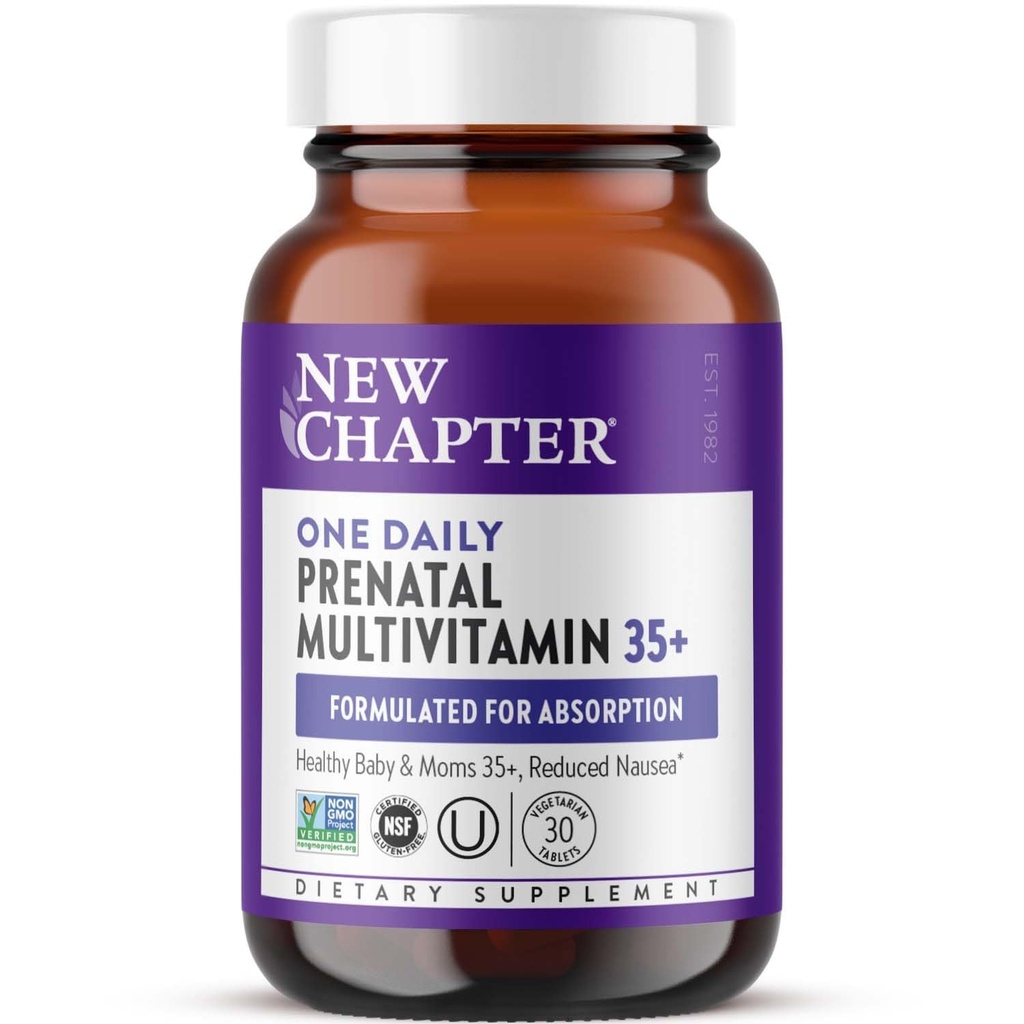 New Chapter Prenatal Vitamins, One Daily Prenatal Multivitamin Enhanced for Age 35+ with Methylfolate + Choline for Healthy Mom & Baby, Gluten Free & Non-GMO- 30 ct