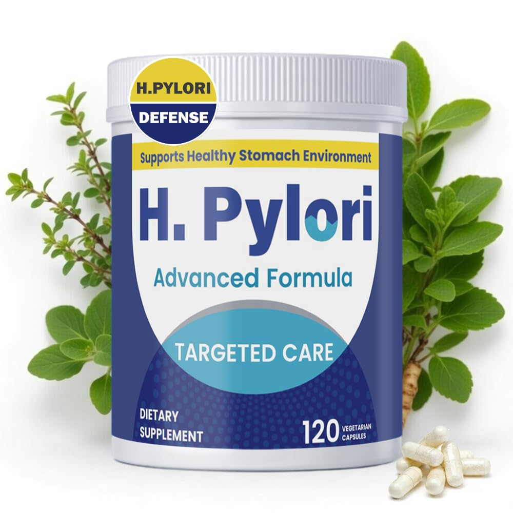 H. Pylori Capsules with 100 Billion CFU, Mastic Gum, Berberine, Lactobacillus Reuteri, Zinc Carnosine & Green Tea | for Stomach Comfort, Gastritis, Digestion, Gut Microbiome & Gut Health | 120 Count