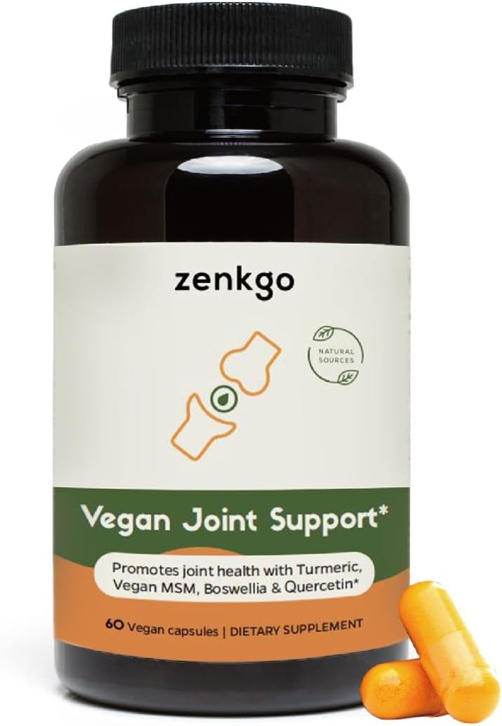 Turmeric, Vegan MSM, Boswellia, Quercetin - Vegan Joint Support Supplement, promotes joint mobility & flexibility, function & comfort, cartilage repair, smooth movement, healthy aging(60Ct/30Day)