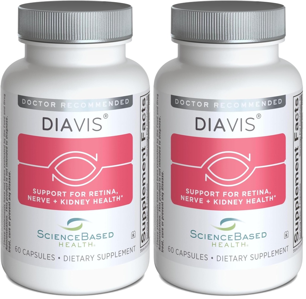 DiaVis – Retinal & Nerve Health Supplement – with Benfotiamine, Curcumin, Resveratrol & Grape Extract – Supports Circulation, Oxidative Stress & Kidney Function – 60 Capsules (Pack of 2)