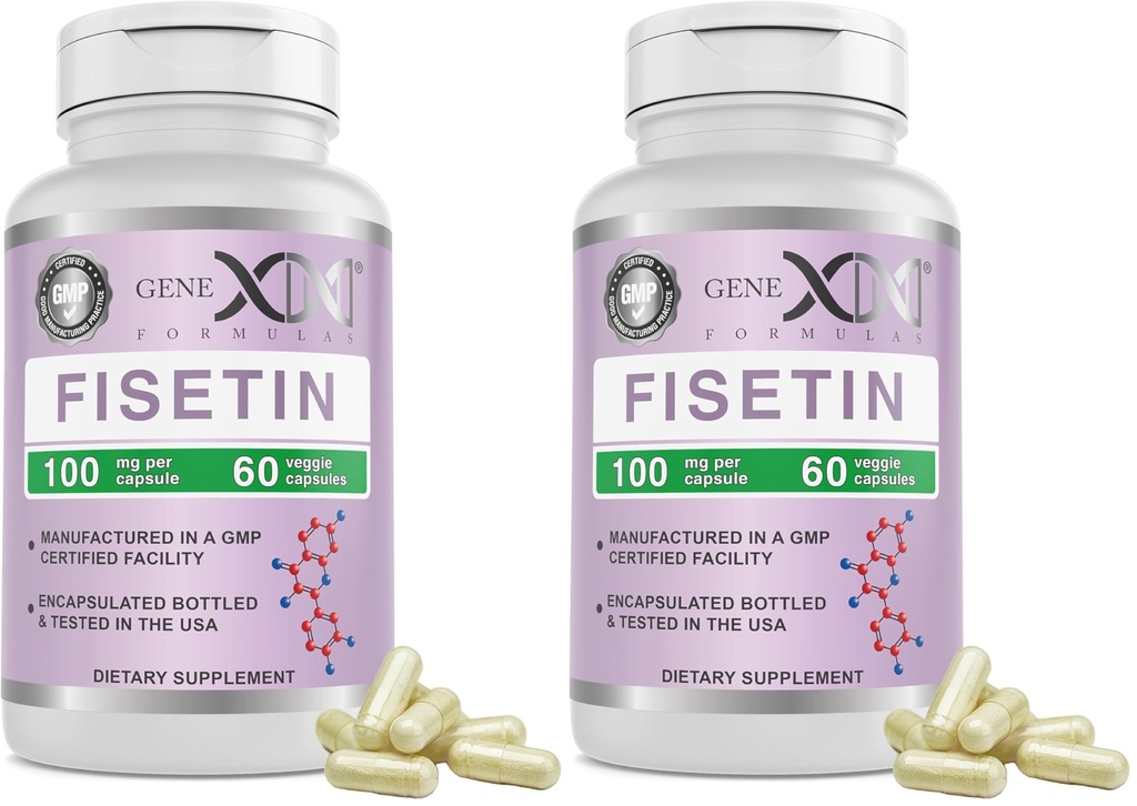 Genex Formulas Fisetin 100mg/Serving (60 Capsules) - Antioxidant That Supports Healthy Aging, Brain Wellness & Cognitive Health - Non-GMO, Gluten Free, Vegetarian - 2 Month Supply (Pack of 2)