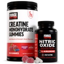 Force Factor Creatine Gummies, 5 Gram Creatine Monohydraat, Mixed Berry, 150 Gummies, 30 Servings Nitric Oxide Booster, Snelwerkende Formule met L-Arginine, 120 Capsules