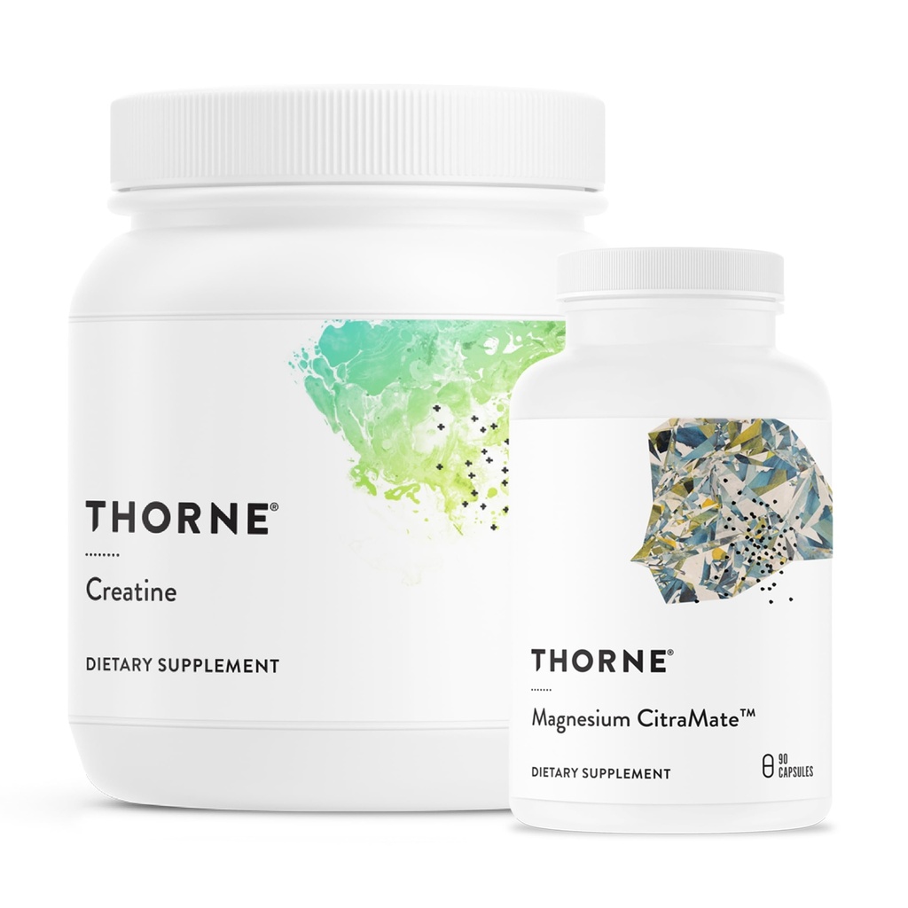 THORNE - Magnesium CitraMate & Creatine Performance Combo - Essential Support for Energy, Muscles, and Cognitive Function - 90 Servings