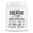 Orgain Micronized Creatine Monohydraat Lean Muscle Powder with Metabolisme Blend, Unflavored, 50 Servings, ondersteunt spierkracht en hersenen gezondheid, Geen zuivel of soja, Glutenvrij, Veganistisch
