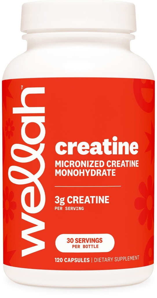 Wellah Creatine Monohydraat Capsules (3000 mg) 120 Capsules - Micronized Creatine, 30 porties