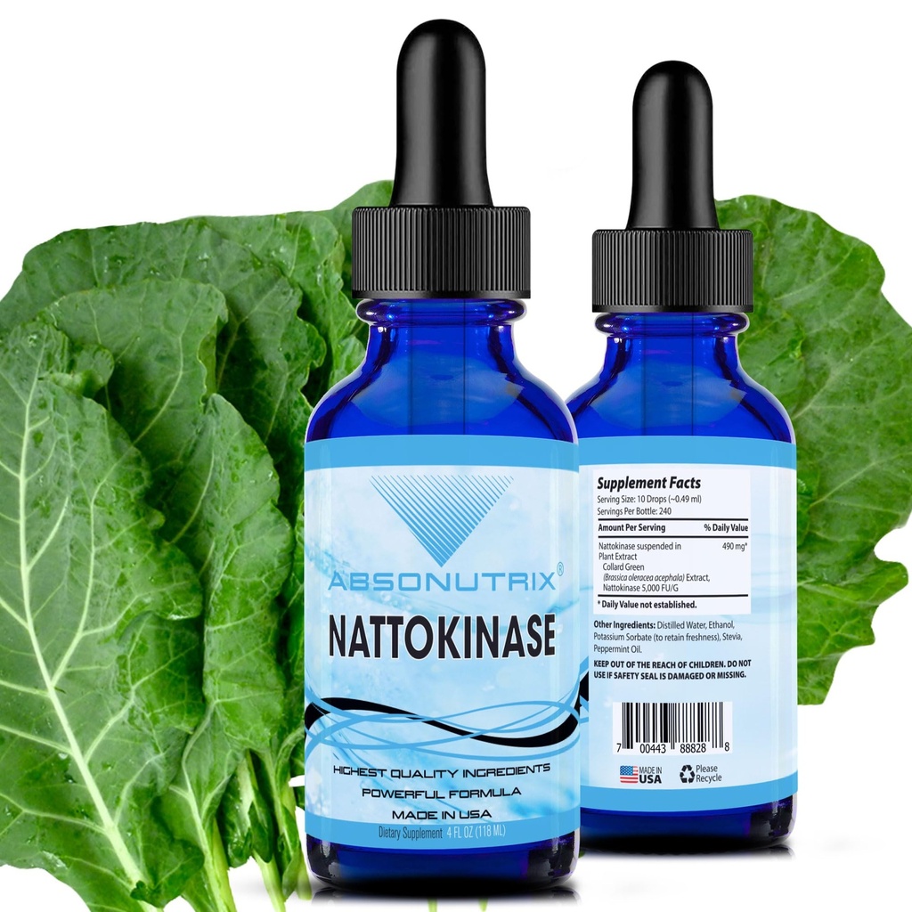 Nattokinase Supplement 490 mg, 4 Oz Liquid, 240 Servings-5000 Fu, Made in USA, Quick Absorption, Quality Potent Ingredients, Non-GMO, GMP Certified Facility, Cruelty-Free Products
