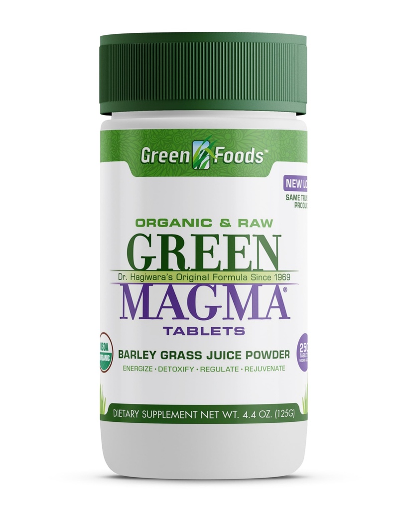 Green Foods Original Green Magma Barley Grass Nutritional Supplement, 250 Tablets (500mg Ea) Certified Organic