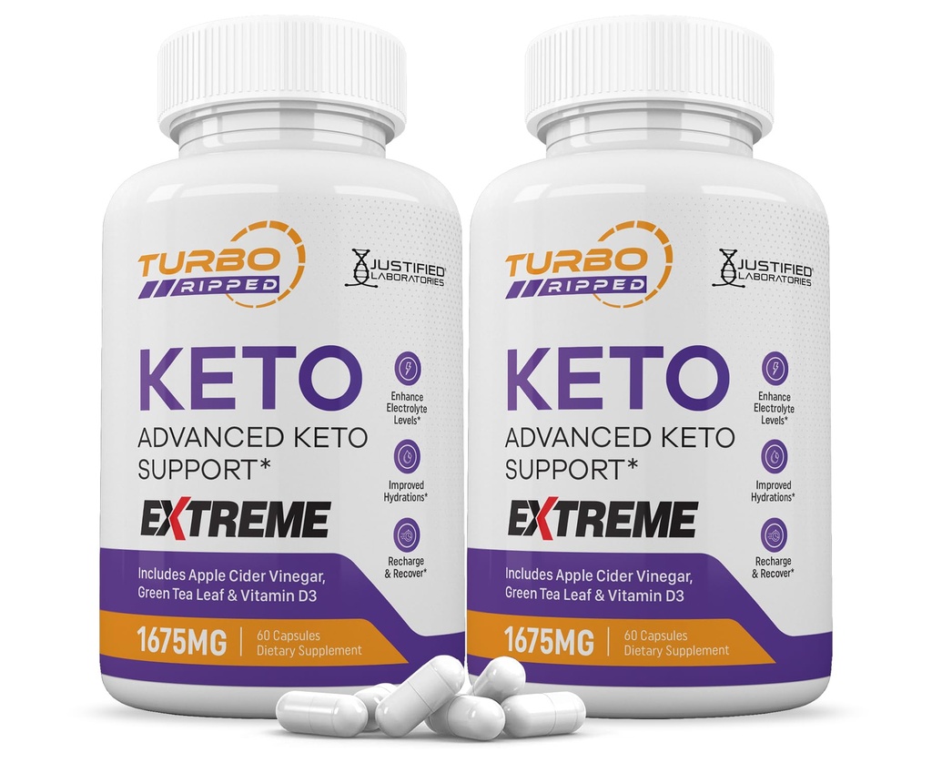 (2 Pack) Turbo Ripped Keto ACV Extreme Pillen 1675MG Keto Support Blend Capsule Alternatief voor Keto ACV Geformuleerd met Apple Cider Vinegar Extra Virgin Olive Oil Powder Green Tea Leaf 120 capsules