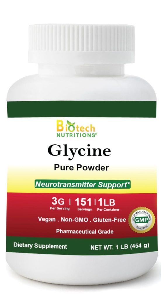Pure Glycine Poeder 16 oz Glutenvrij Non-GMO Made in USA