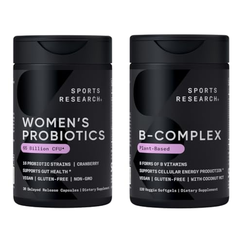 Sports Research® Her Health Power - Women's Probiotics with Prebiotics, 65 Billion CFU and Full Spectrum of B Vitamins with Methylated B12 & Folate