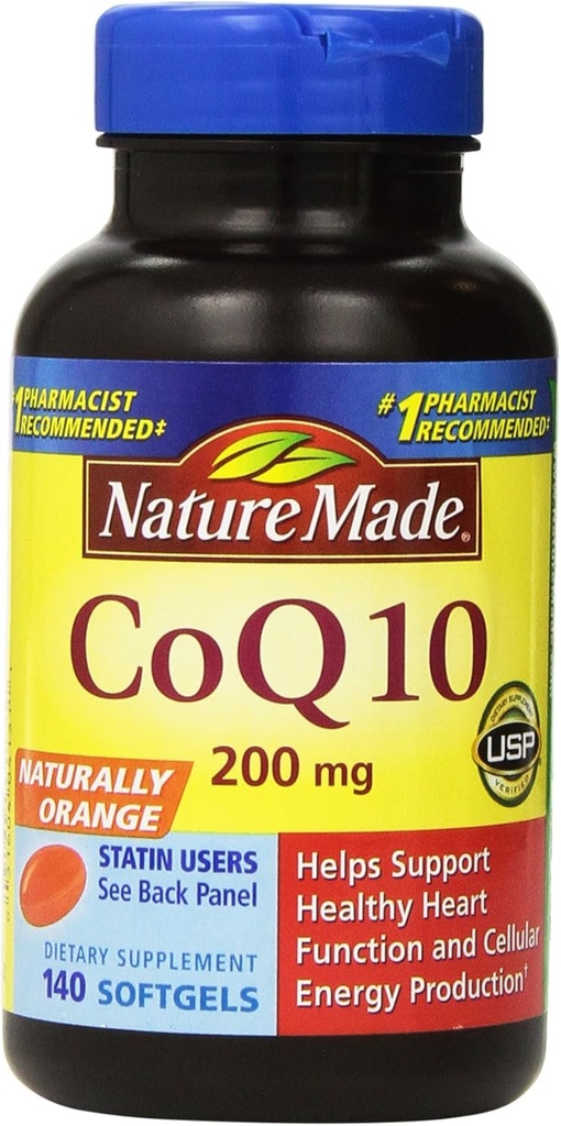 Nature Made CoQ10 Coenzyme Q10 200 mg - 2 Flessen, 140 Softgels Elke