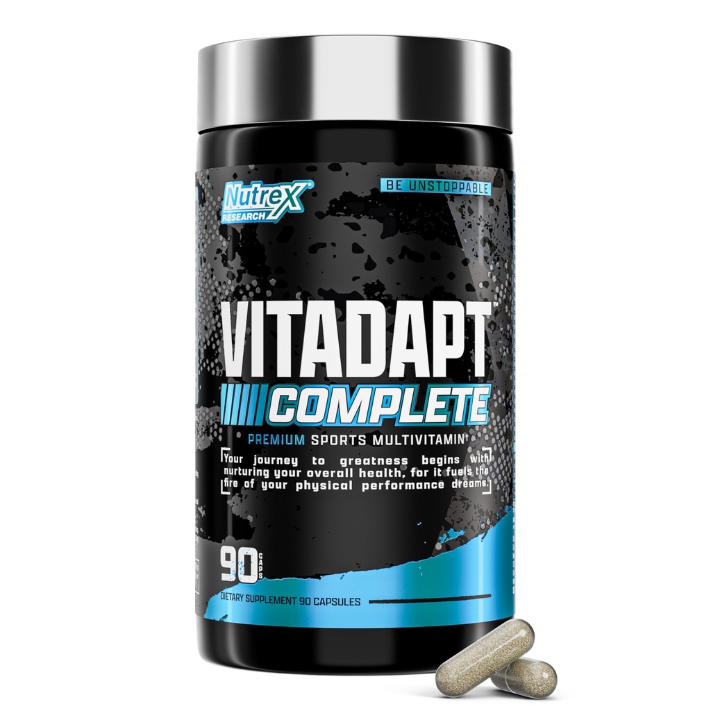 Nutrex Research Vitadapt Complete Sports Multivitamin for Men - 24 Vitamins, KSM-66 Ashwagandha and Minerals for Athletes - Mens Multivitamin (90 Capsules)