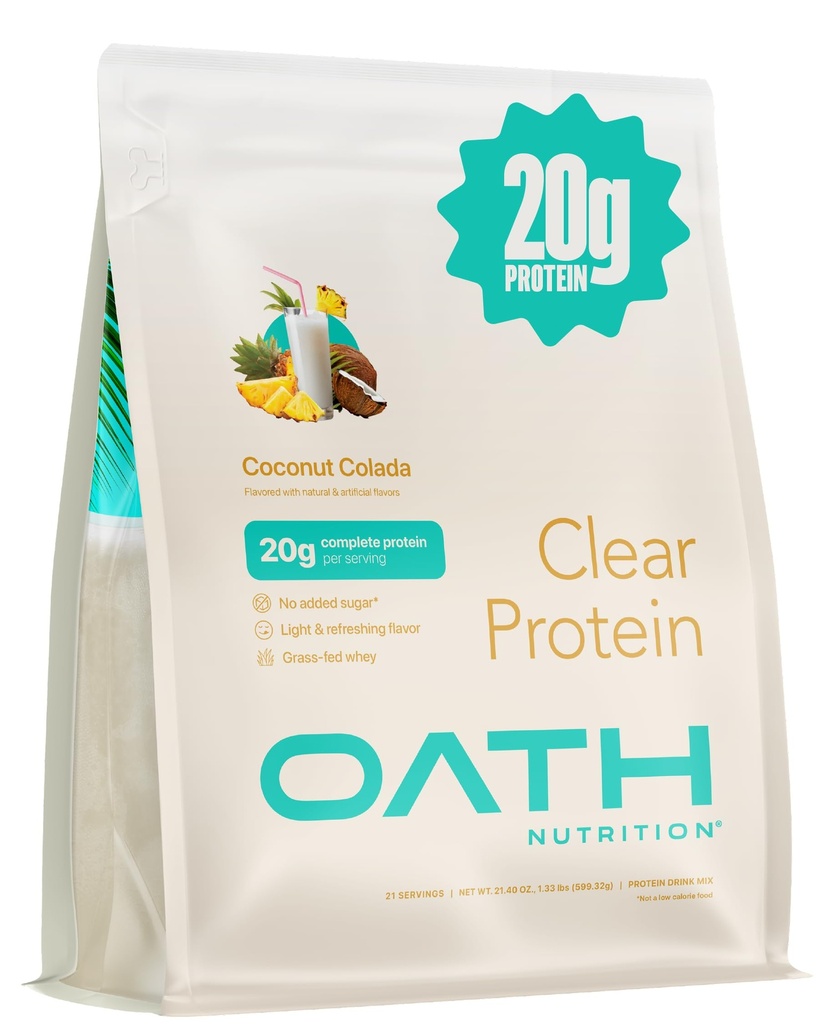 Eed Voeding Clear Wei Isolaat Proteïne Poeder, Coconut Colada, 20g Complete Proteïne per Serving, Geen Toegevoegde Suiker, Gras-Fed, 21 Servers
