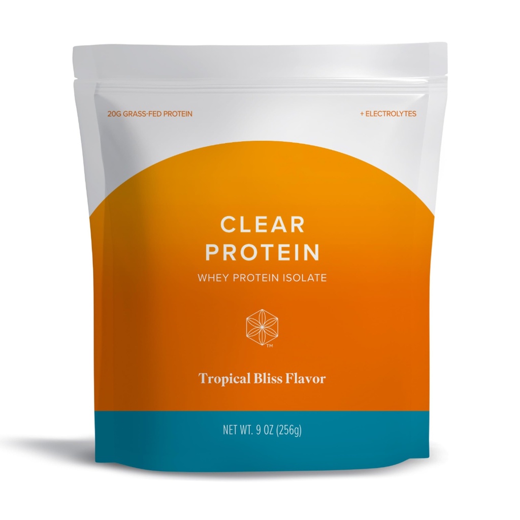 Isagenix Clear Protein - Juice-Style Whey Protein Powder Mix - Hydration Blend with BCAA & Electrolyte - Light & Refreshing Zero-Sugar Drink Mix - Tropical Bliss, 9 oz (10 Servings)