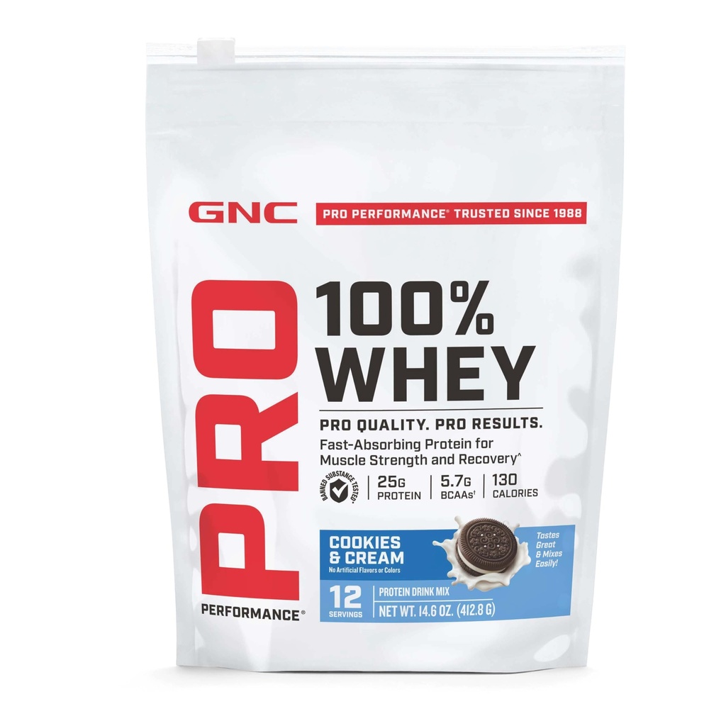 GNC Pro Performance 100% Whey 2.0 - Cookies & Cream (12 Servings)
