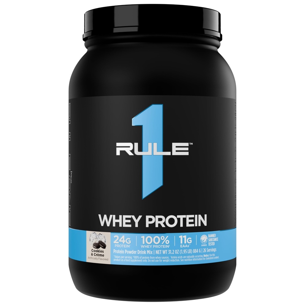 Rule 1 Proteins Whey Protein Powder, Cookies & Crème, 26 Servings | 24g Fast-Acting Protein from All-Whey Sources with Naturally Occurring EAAs & BCAAs for Workout Recovery or Anytime Use