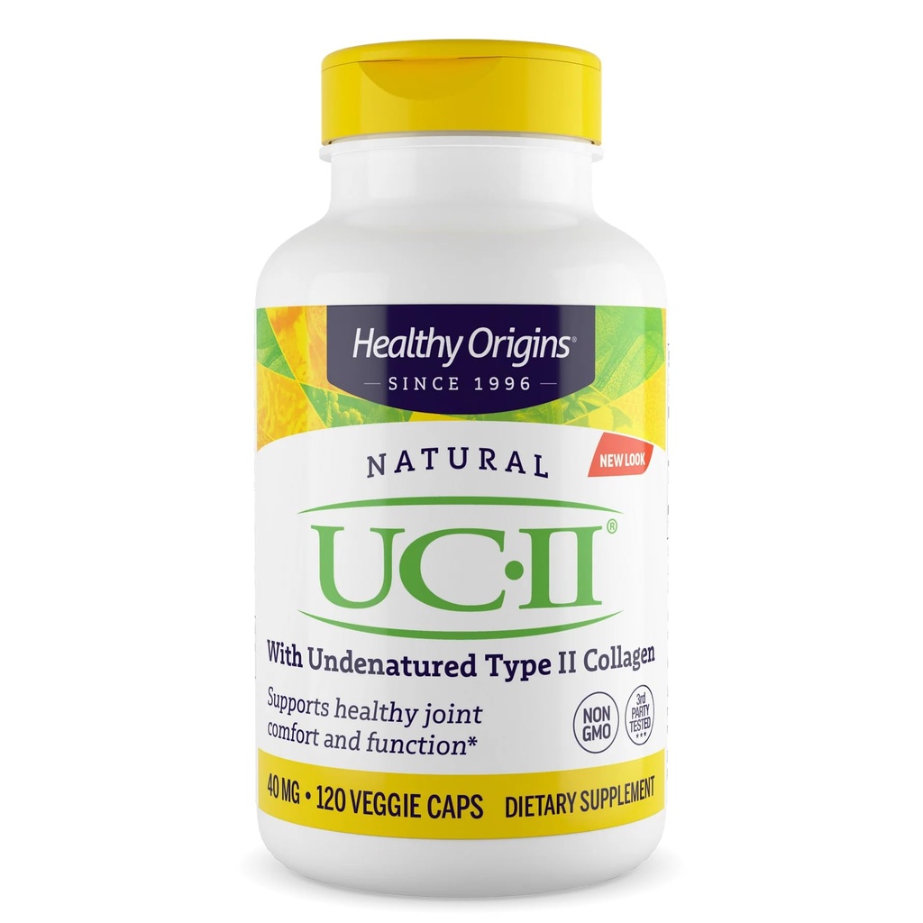 Healthy Origins UC-II 40 mg, 120 Veggie Capsules - Featuring Clinically Studied Undenatured Type II Collagen - Supports Joint Comfort, Mobility & Flexibility - Non-GMO & Gluten-Free - 2 Month Supply
