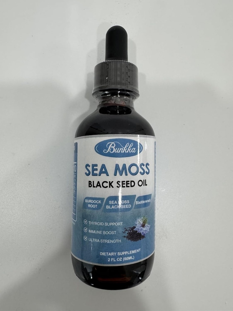 (2 Pack) Sea Moss Black Seed Oil Drops with Burdock Root, Bladderwrack &Vitamine C Vitamin D3, Irish Sea Moss Drop for Immune System, Gut, Skin & Energy