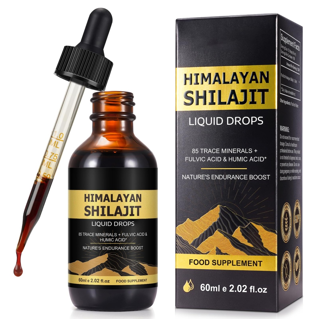 Shilajit Pure Himalayan Organic Resin Drop, Pure Himalayan Shilajit Resin Liquid Gold Supplement, Shilajit Organic Drop Rich in 85+ Trace Minerals, Shilajit for Men & Women (2.02 Fl Oz (Pack of 1))