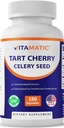Vitamatic Tart Cherry 20X Extract met Selderijzaad 10X Geconcentreerde Extracten - 180 Veg Capsules - Vegetarisch, niet-GMO, en Glutenvrij
