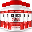 GlucoSense Capsules, Official GlucoSense Pills Advanced Blood Formula Supplement - Maximum Strength, All Natural Healthy Circulation & Stable Levels, Advanced GlucoSense Health Reviews (5 Pack)