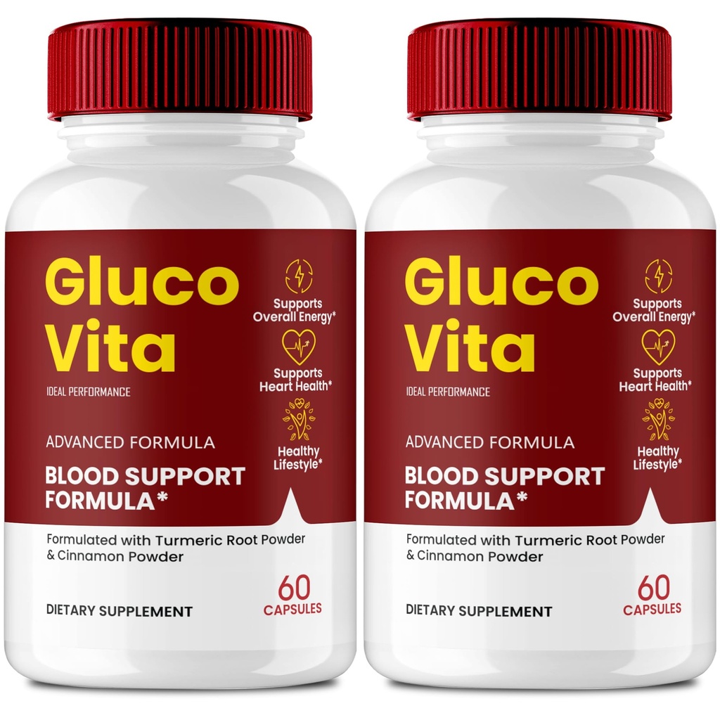 Gluco Vita Capsules, GlucoVita Support Formula Supplement Pills - Maximum Strength, Gluco Vita Health & Wellness All Natural Formula, Official Gluco Vita Health Capsules Reviews (2 Pack)