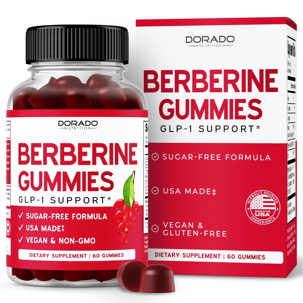 Berberine Gummies with Ceylon Cinnamon (1.200mg) Premium Sugar-Free Berberine Ceylon Cinnamon Supplement for Adults - Third-Party Tested, Non-GMO & Made in USA - 60 Count Chewable Gummies