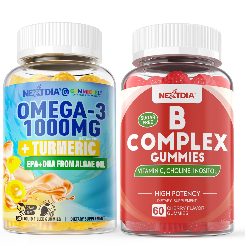 Vegan Omega-3 + Turmeric, Vitamin B Complex Gummies