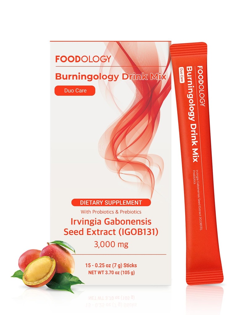 FOODOLOGY Burningology Drink Mix (15 Days) - African Mango (Irvingia Gabonensis) Seed Extract. Gezond Lichaam en Probiotische Boost.
