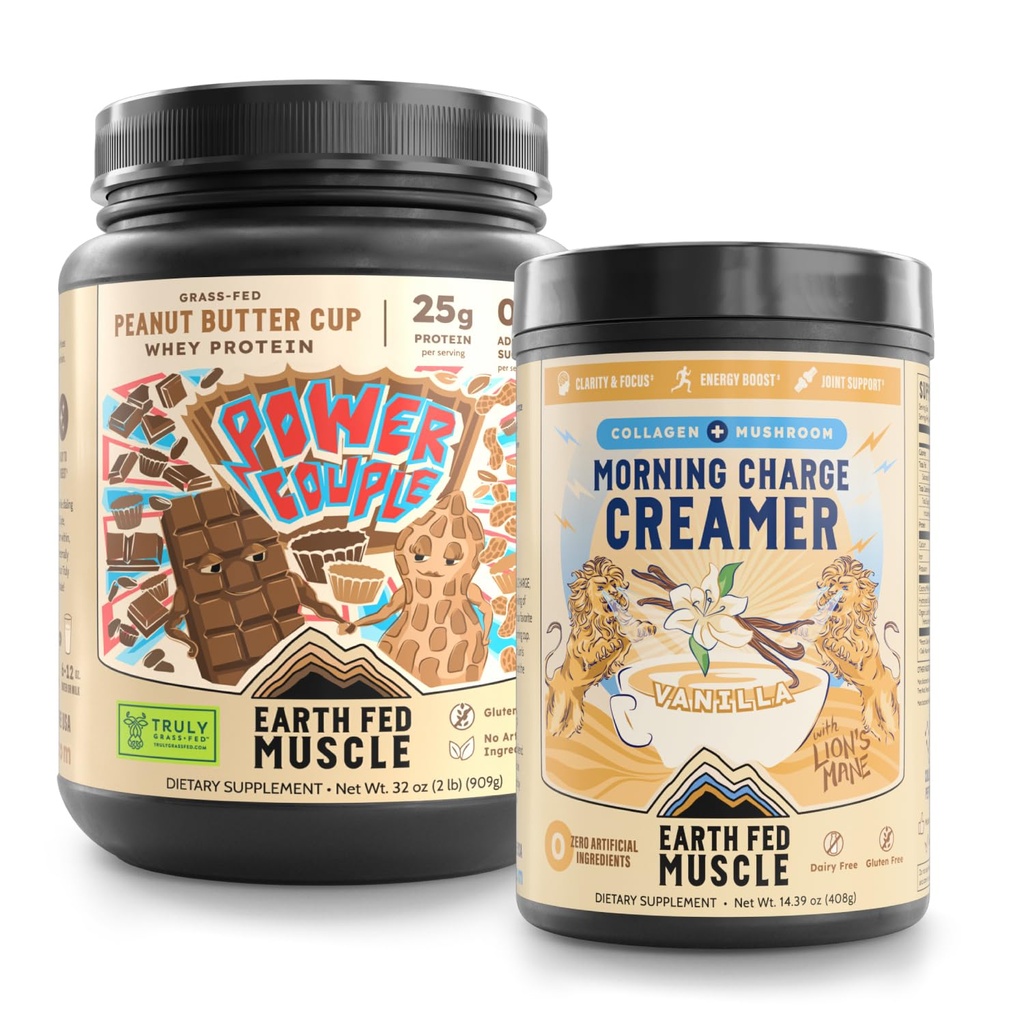 Earth Fed Muscle Chocolate Peanut Butter Whey & Morning Charge Supernutrient Bundle