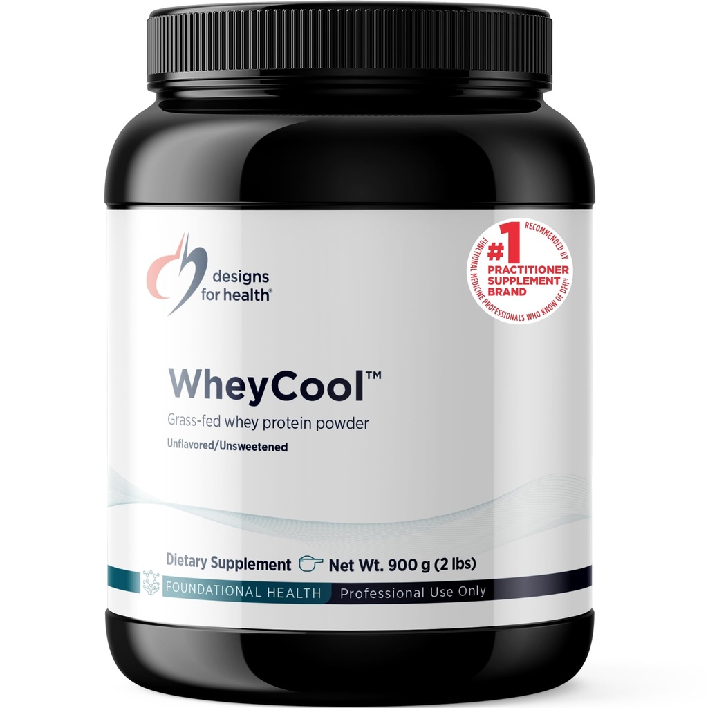 Designs for Health WheyCool - Grass Fed Whey Protein Powder Supplement with 22g Protein, May Support Athletes, Muscles + Energy - Non-GMO + Gluten-Free, Unflavored + Unsweetened (30 Servings / 900g)