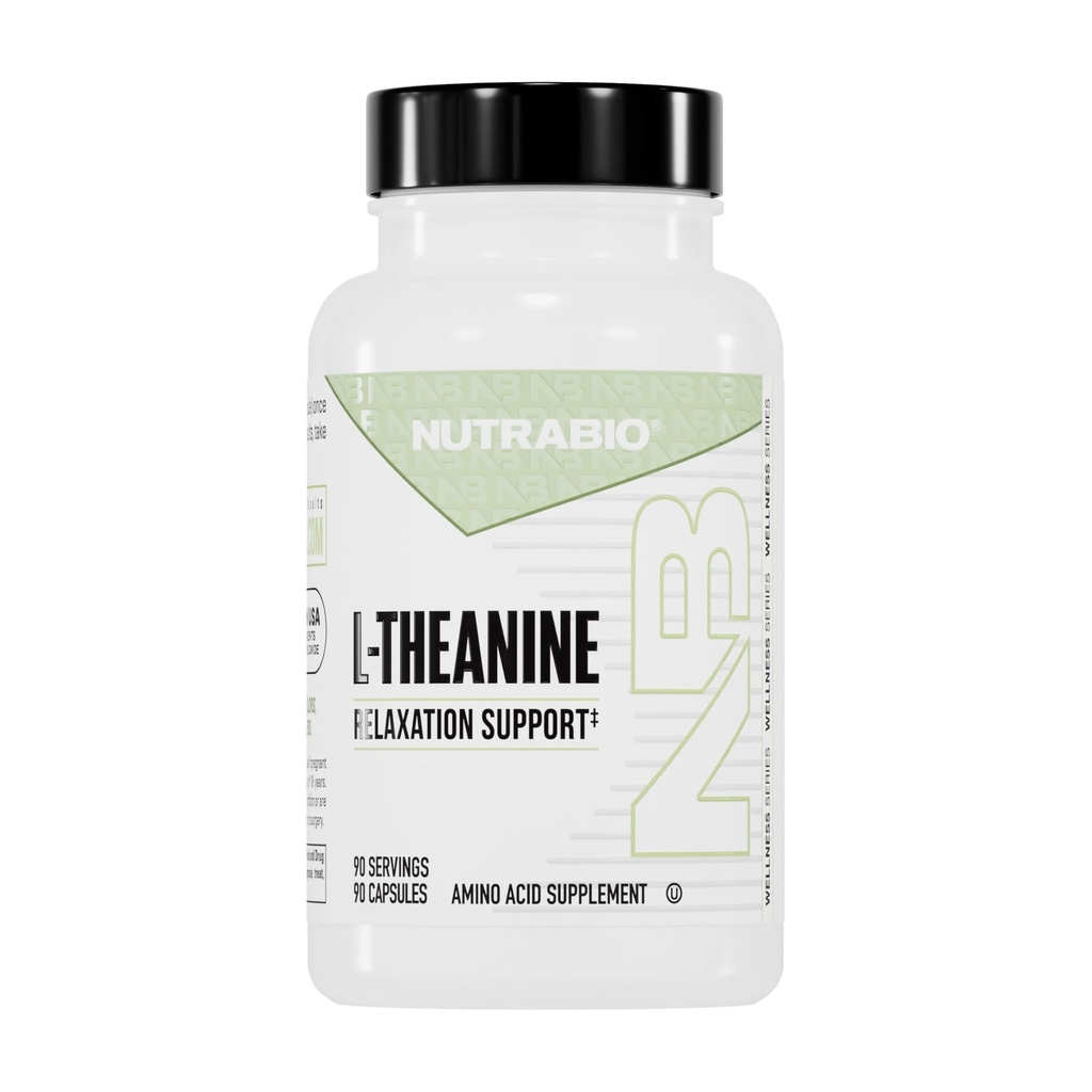 NutraBio L-Theanine supplement, 200mg - Kan helpen bevorderen en ondersteunen ontspannen, 90 capsules