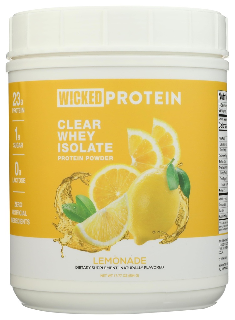 Wicked Protein, Whey Isolate Protein Clear Lemonade, 18 Ounce