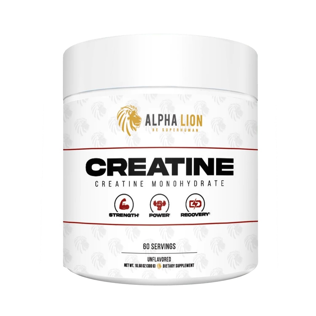 ALPHA LION Creatine Monohydrate Powder, 5000mg per portie (5g), ondersteunt spierkracht, kracht, atletische prestaties, Pure Cretina Monohydrata en Polvo Supplement (60 Servings, Unflavored)